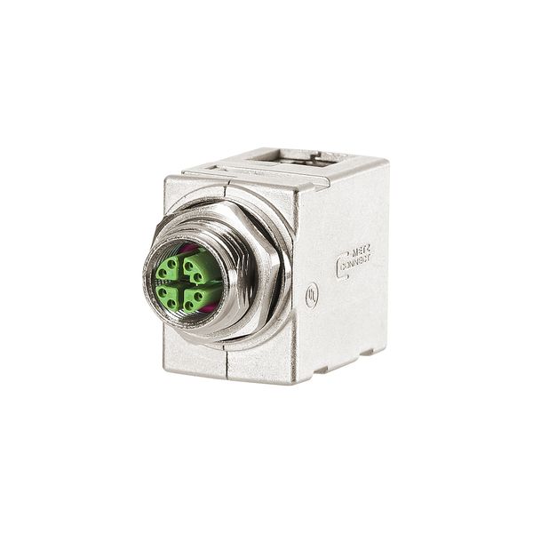 M12 Panel feed through adapters, X-coded, to RJ45  - angled image 2