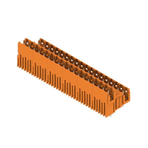 PCB plug-in connector, male header, Dovetails for fixing blocks, THT solder connection, 5.08 mm, Number of poles: 36, 180°, Solder pin length (l): 3.2 mm, tinned, orange, Box image 2