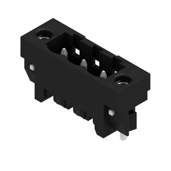 PCB plug-in connector, male header, Solder flange, THT/THR solder connection, 5.08 mm, Number of poles: 3, 180°, Solder pin length (l): 1.5 mm, tinned, black, Tape image 2