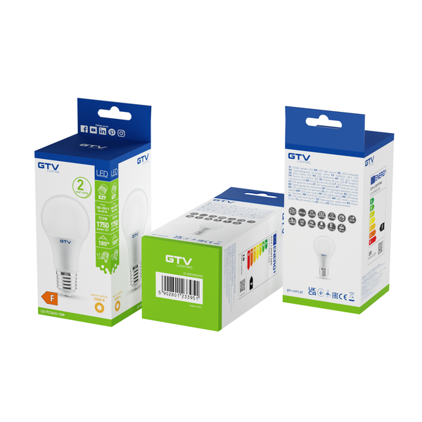 LED Bulb E27, A65, 17.3 W, 1750 lm, 3000K, AC180-250V, 180° image 3