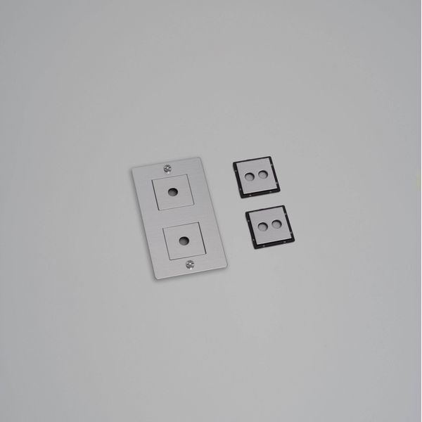 2G WALL PLATE / VERTICAL / WITH INFILLS / WITHOUT LOGO / STEEL image 1
