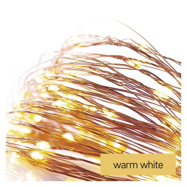 LED Christmas nano chain, copper, 10 m, outdoor and indoor, warm white, timer image 1