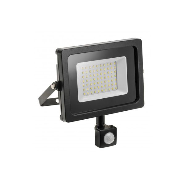 LED floodlight with motion sensor iNEXT, 50 W, 4000 lm, 6400K, AC220-240V, IP65, 120°, black image 1