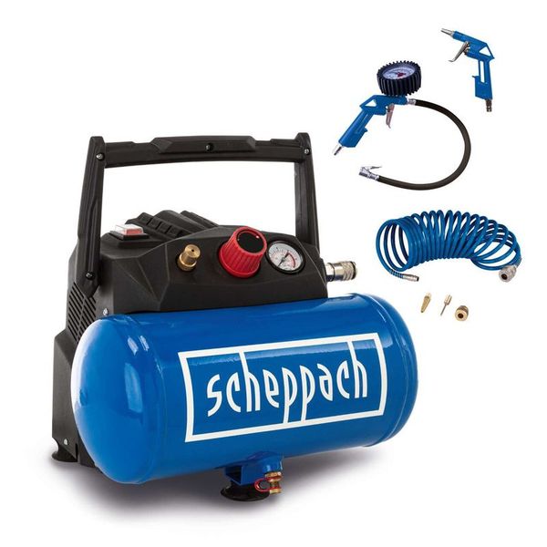 Air Compressor HC06 | 6L Tank Oil-Free | 1200W | 8 Bar | 5m Hose & Accessory Kit image 1