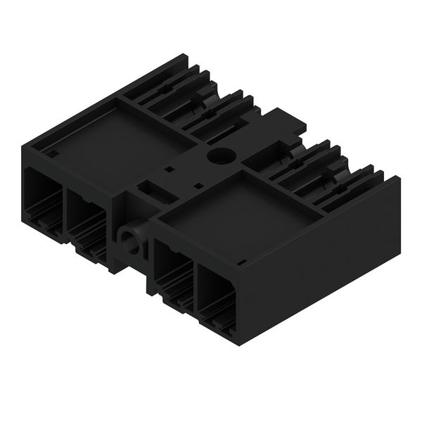 PCB plug-in connector, male header, closed side, Middle flange, THT solder connection, 7.62 mm, Number of poles: 4, 270°, Solder pin length (l): 3.5 mm, tinned, black, Box image 4