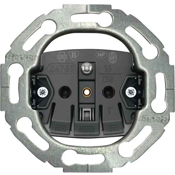 Socket mechanism with ground pin, 16 A, 250 V~, screwless. clamps, round series, one.platform image 1
