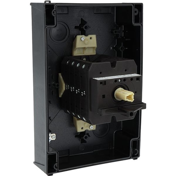 T5B-4-15682/I4/SVB Main switch, T5B, 63 A, surface mounting, 4 contact unit(s), 6 pole, 1 N/O, 1 N/C, Emergency switching off function, With red rotary handle and yellow image 14