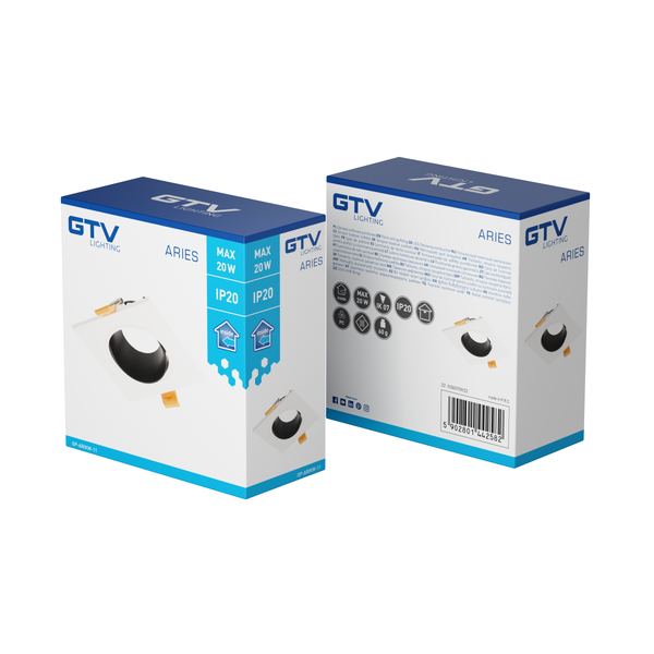 Spot luminaire housing ARIES IP20, PC, square, white/black image 3