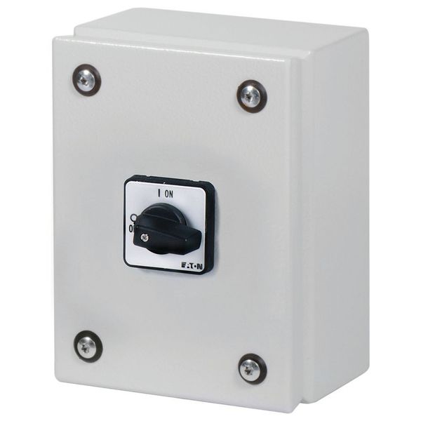P1-25/SE1 On-Off switch, P1, 25 A, 3 pole, surface mounting, with black thumb grip and front plate, in steel enclosure image 7