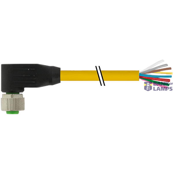 M12 female 90° A-cod. with cable shielded PUR 5x0.34 ye 3m image 2
