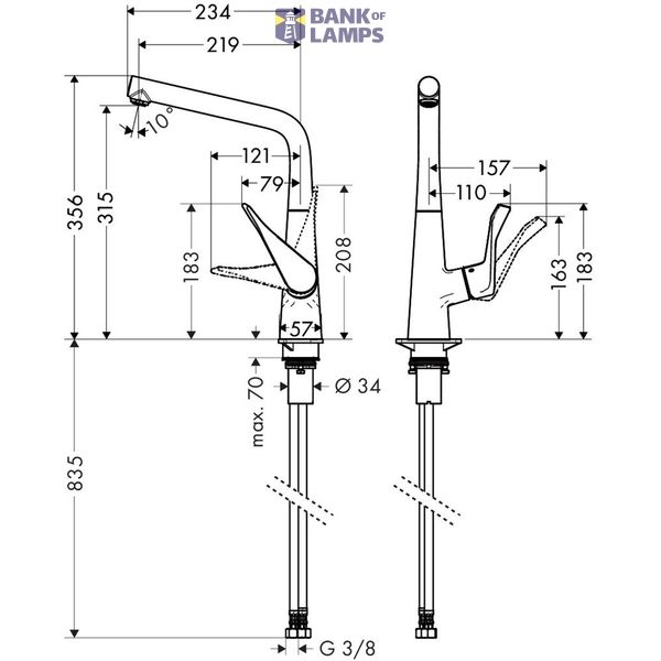 Metris 320 kitchen mixer, chrome image 2