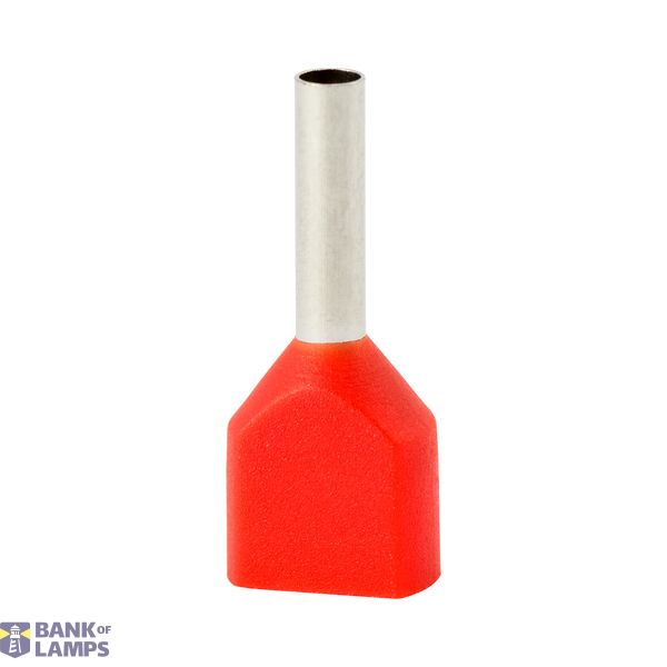 Insulated double sleeve terminal HI 2x0.75/8-red, red, Al/Cu image 1