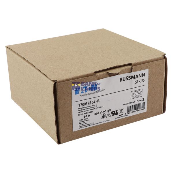 FUSE 80A 800V AC gR SIZE 1 BOLTED TAG DI image 15