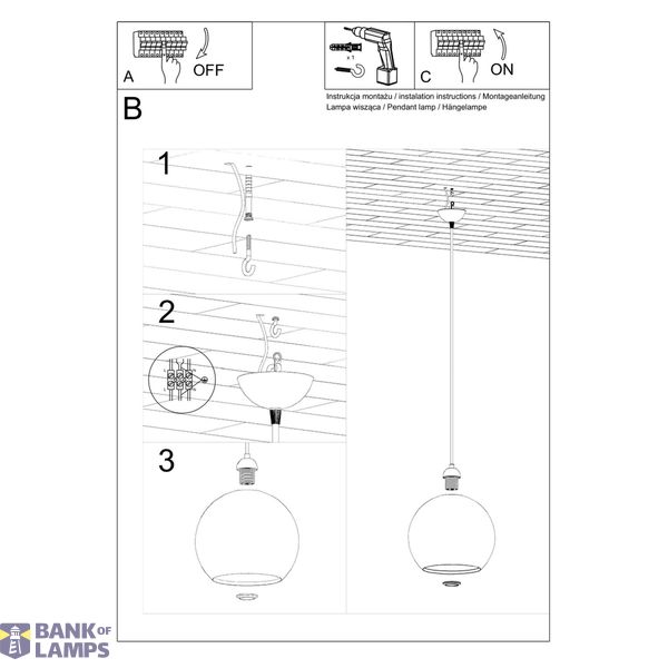 HANGING LAMP BALL YELLOW E27 1X60W IP20 image 4