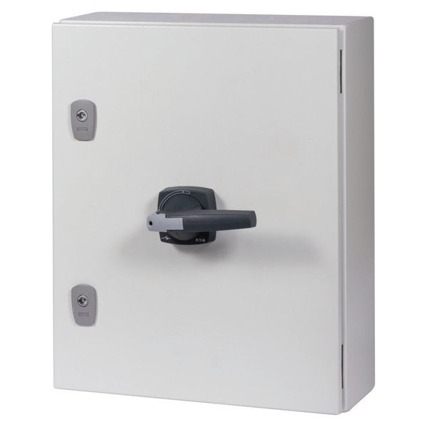 DMV-400/3/SE5/P-G Switch-disconnector, DMV, 400 A, 3 pole, STOP function, with grey knob, in steel enclosure, 11 mm connection bore image 4