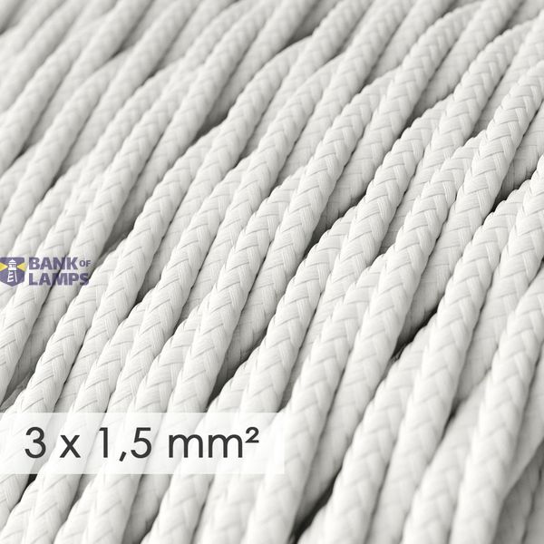 Large section electric cable 3x1,50 twisted - covered by rayon White TM01 image 2