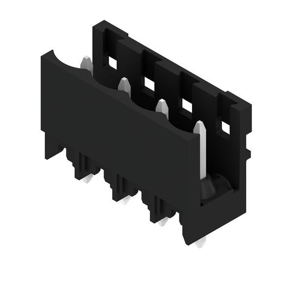 PCB plug-in connector, male header, open side, THT/THR solder connection, 5.00 mm, Number of poles: 4, 180°, Solder pin length (l): 3.2 mm, tinned, black, Tape image 8