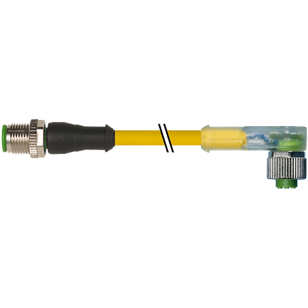 M12 male 0° / M12 female 90° A-cod. LED PUR 4x0.34 bk  2.0m image 1