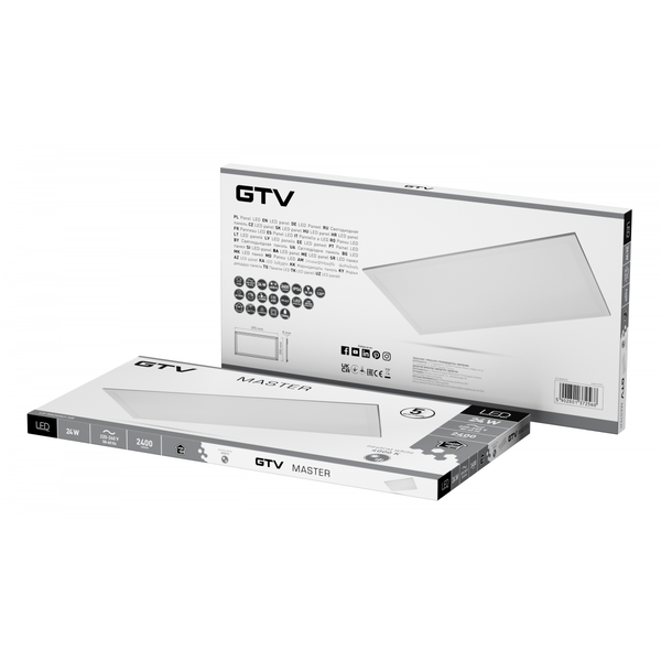 LED panel MASTER, 30x60cm, 4000K, 24W, 2400lm, AC220-240V, PF>0.9, IP54 image 2