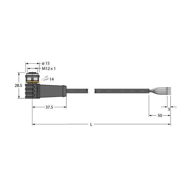 Actuator and Sensor Cable, PUR Connection Cable   WKC4.4T-P7X3.1-1/TXO3700 image 1