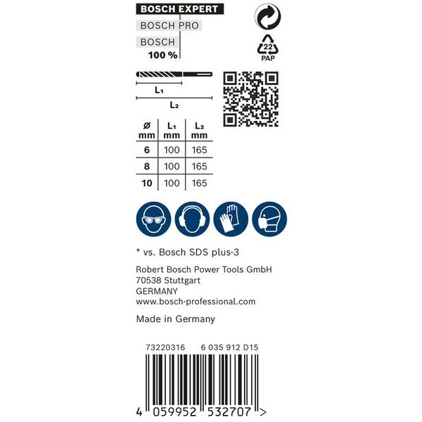 EXPERT SDS plus-7X Hammer Drill Bit Set 6/8/1 mm 3-pc image 1