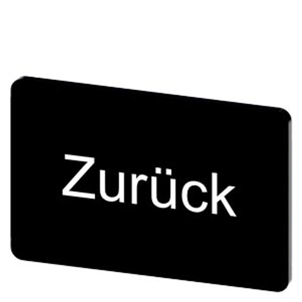 Labeling plate 17.5 x 27 mm, label black, labeling: Zurück image 1
