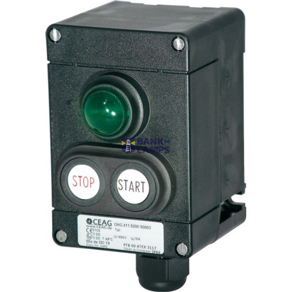 Ex-e Control station Type 412 for zone 1/21, 1x Pushbutton + 1x Signal lamp, Cable entry: 1x M25 image 1