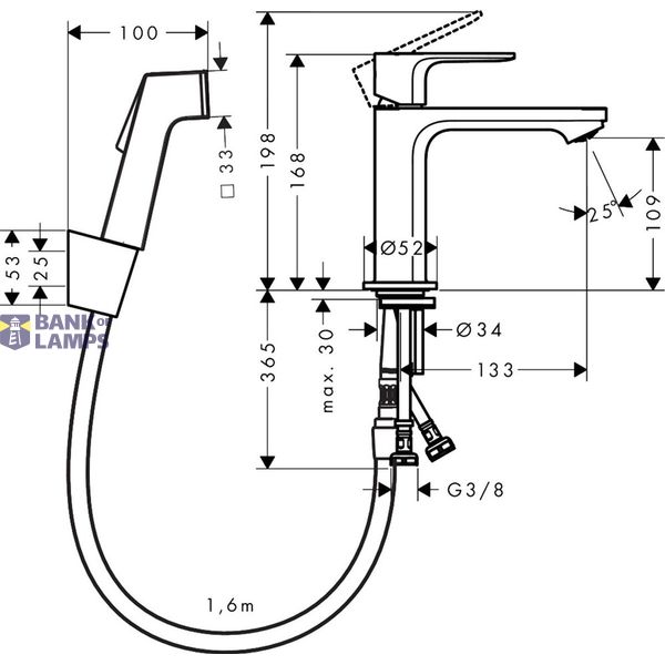 Rebris S Bidette 110 sink mixer, chrome image 2