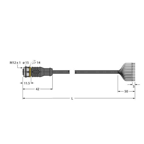 Actuator and Sensor Cable, PUR Connection Cable   RKC12T-5/TXL image 1