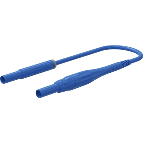 Measuring lead with (4 mm lamella plug, straight) to (4 mm lamella plug, straight), 2 m, blue, silicone, 1.0 mm², CAT IV, 66.1047-20023 image 1