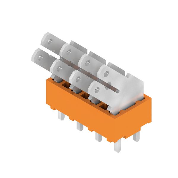 Printed circuit board terminals, 5.00 mm, Number of poles: 4, 135°, Solder pin length (l): 3.5 mm, tinned, orange, Flat-blade connection, Box image 2