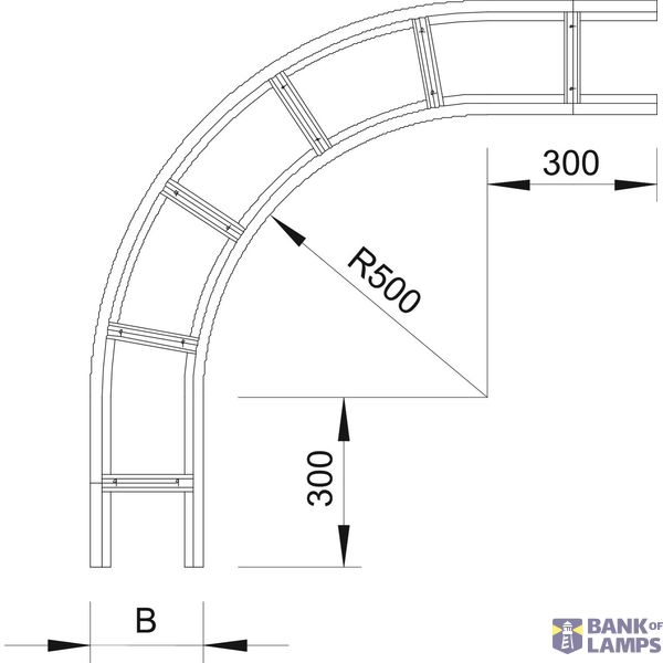 90° bend for wide span cable ladder 110 110x500 Stainless steel A2 1.4 image 2