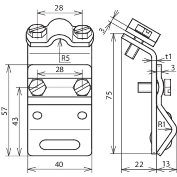 Gutter clamp Al f. bead 13-25mm with two-screw cleat for Rd 7-10mm image 2