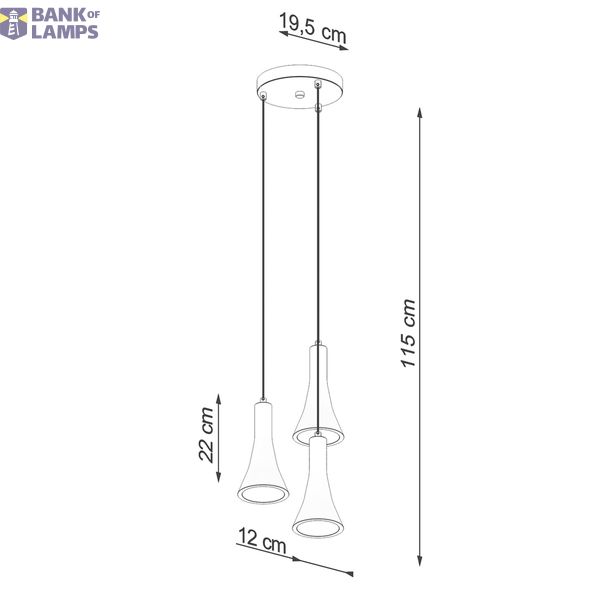 HANGING LAMP REA 3P CONCRETE E14 3X12W IP20 image 5