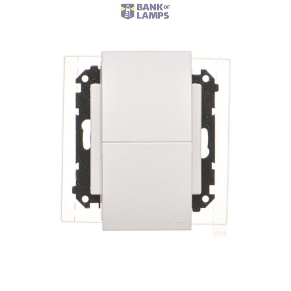 Double socket outlet with pin earthing IP44 with sealing (module), same color flap and cover, module, 16A, quick connection, white matt image 1