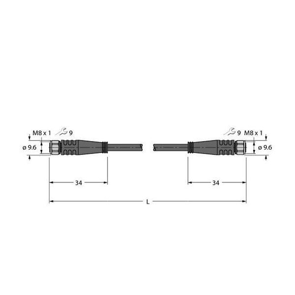 Actuator And Sensor Cable, PP-EPDM Extension Cable   PKGV4M-50-PKGV4M/TFW image 1