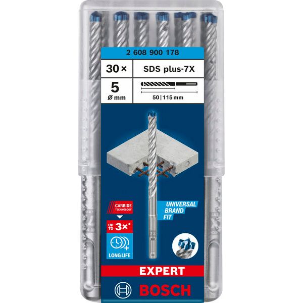 EXPERT SDS plus-7X Hammer Drill Bit 5 x 50 x 115 mm, 30-pc image 2