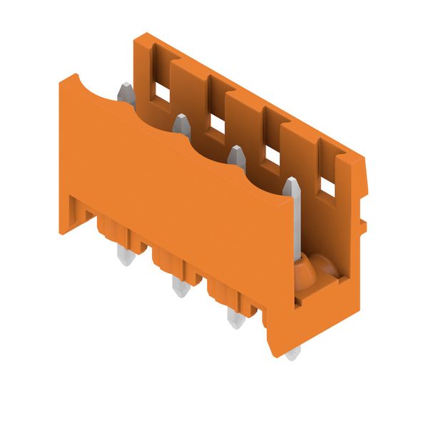 PCB plug-in connector, male header, open side, THT solder connection, 5.08 mm, Number of poles: 4, 180°, Solder pin length (l): 3.2 mm, tinned, orange, Box image 3
