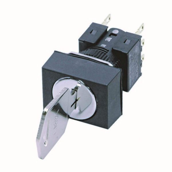 Selector switch front, 16 mm, rectangular, key-type, 3 notches, manual A16K2018M image 3