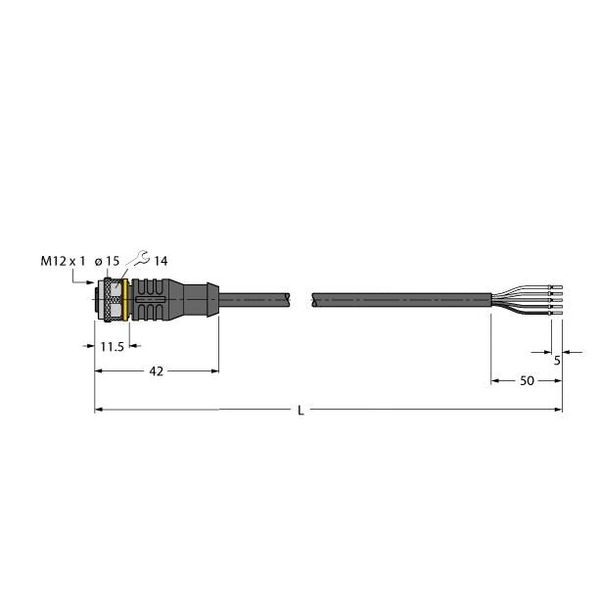 Actuator and Sensor Cable, PUR Connection Cable   RKC4.5T-0.3/TXY6713 image 1