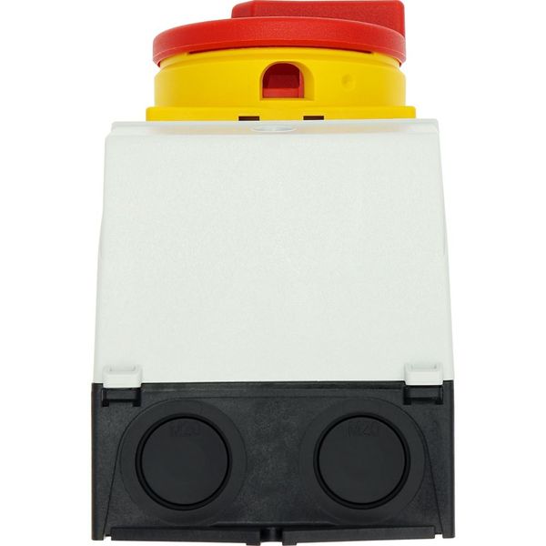 T0-3-8342/I1/SVB Main switch, T0, 20 A, surface mounting, 3 contact unit(s), 6 pole, Emergency switching off function, With red rotary handle and yellow locking ring, image 49