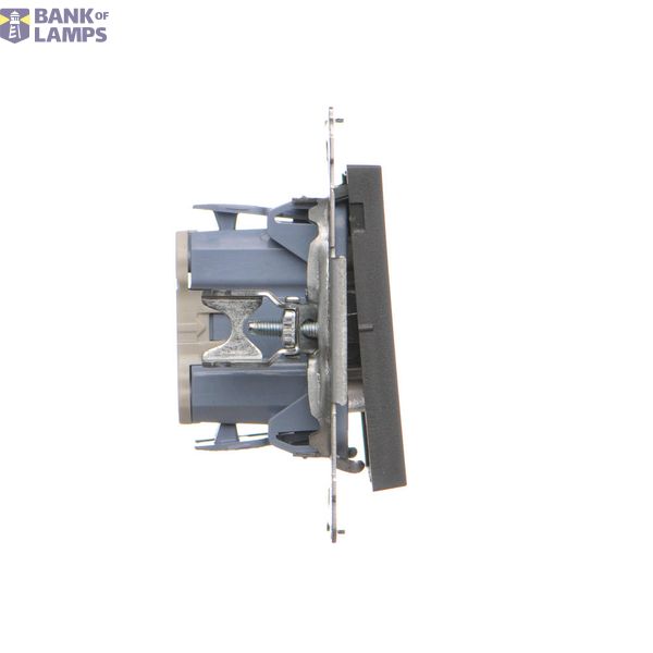 Single socket outlet with earthing for IP44 version with frame seal, without shutters, (module), Simon 24, IP44, 16A, graphite mat, Flap color: Same as a cover image 1