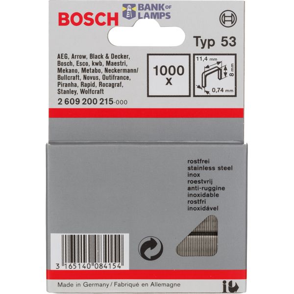 Type 53 fine wire staple, stainless Type 53; L= 8 mm image 2