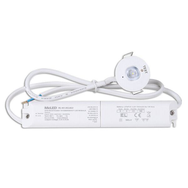 Recessed emergency light Insert O, 1W, 1.5Ah, 3h standby time, anti-panic, 6000K image 1