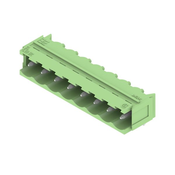 PCB plug-in connector, male header, Dovetails for fixing blocks, THT solder connection, 5.08 mm, Number of poles: 8, 90°, Solder pin length (l): 3.2 mm, tinned, Pale green, Box image 2