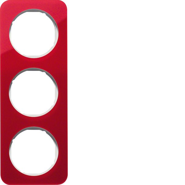 Frame 3gang, R.1, red trans./p. white glossy, acrylic image 1