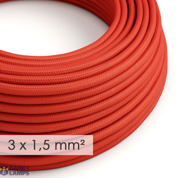 Large section electric cable 3x1,50 round - covered by rayon Red RM09 image 1