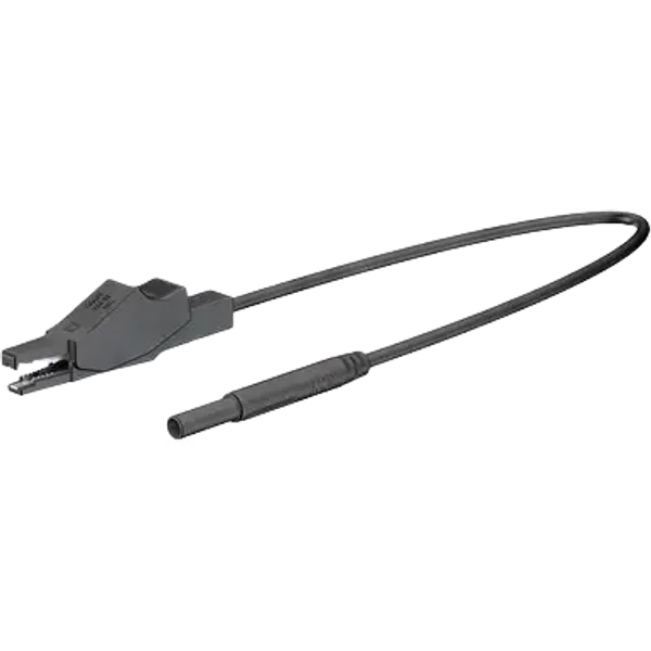 Measuring lead with (crocodile clip) to (2 mm lamella plug, straight), 1 m, black, PVC, 0.5 mm², 65.9185-10021 image 1