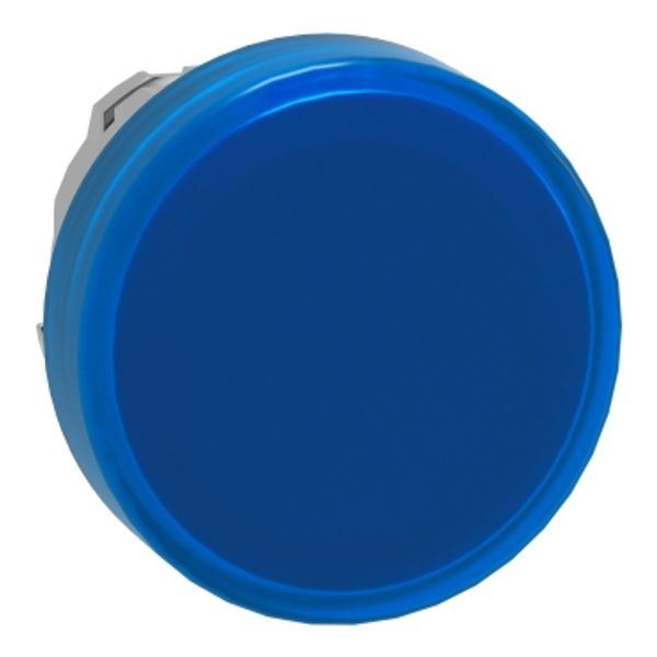 Head for pilot light, Harmony XB4, metal, blue, 22mm, universal LED, plain lens, for insertion of image image 1