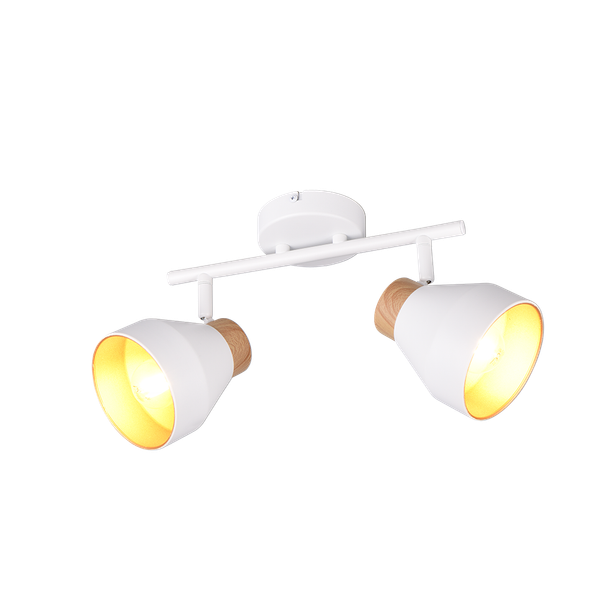Valentin spot 2-pc E14 matt white/gold/wood image 1